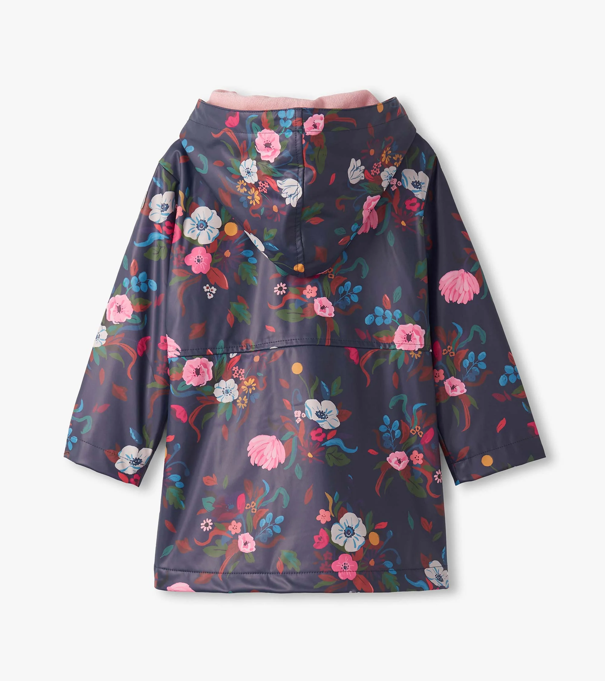 Girls Fall Floral Zip-Up Rain Jacket - Image 4