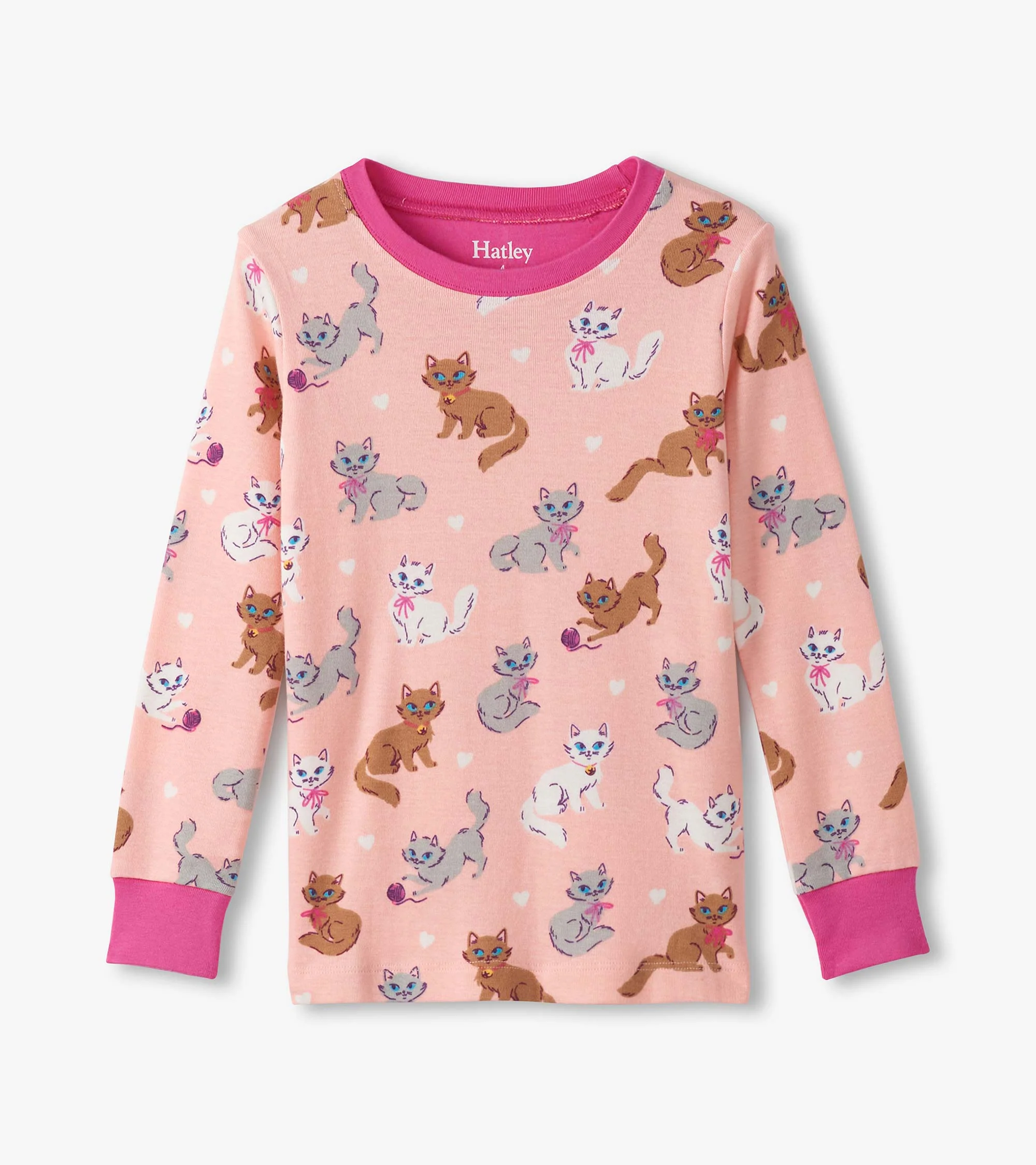 Girls Little Kitties Cotton Pajama Set - Image 3