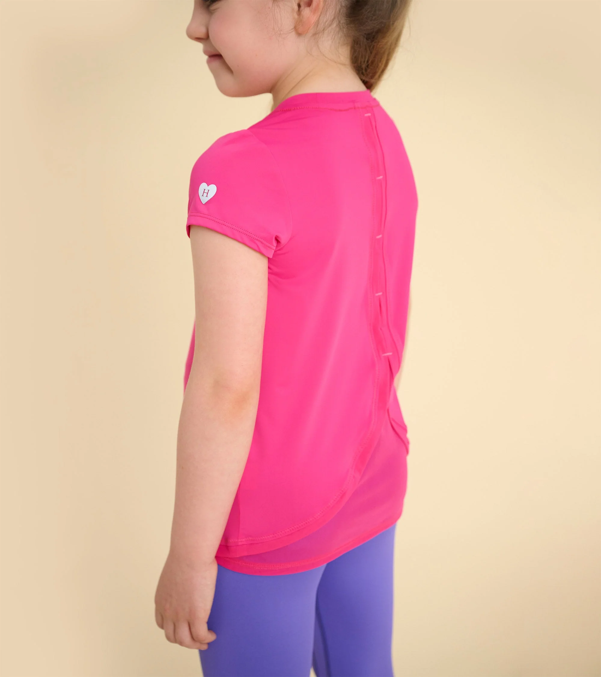 Girls Pink Mesh Trim T-Shirt - Image 5