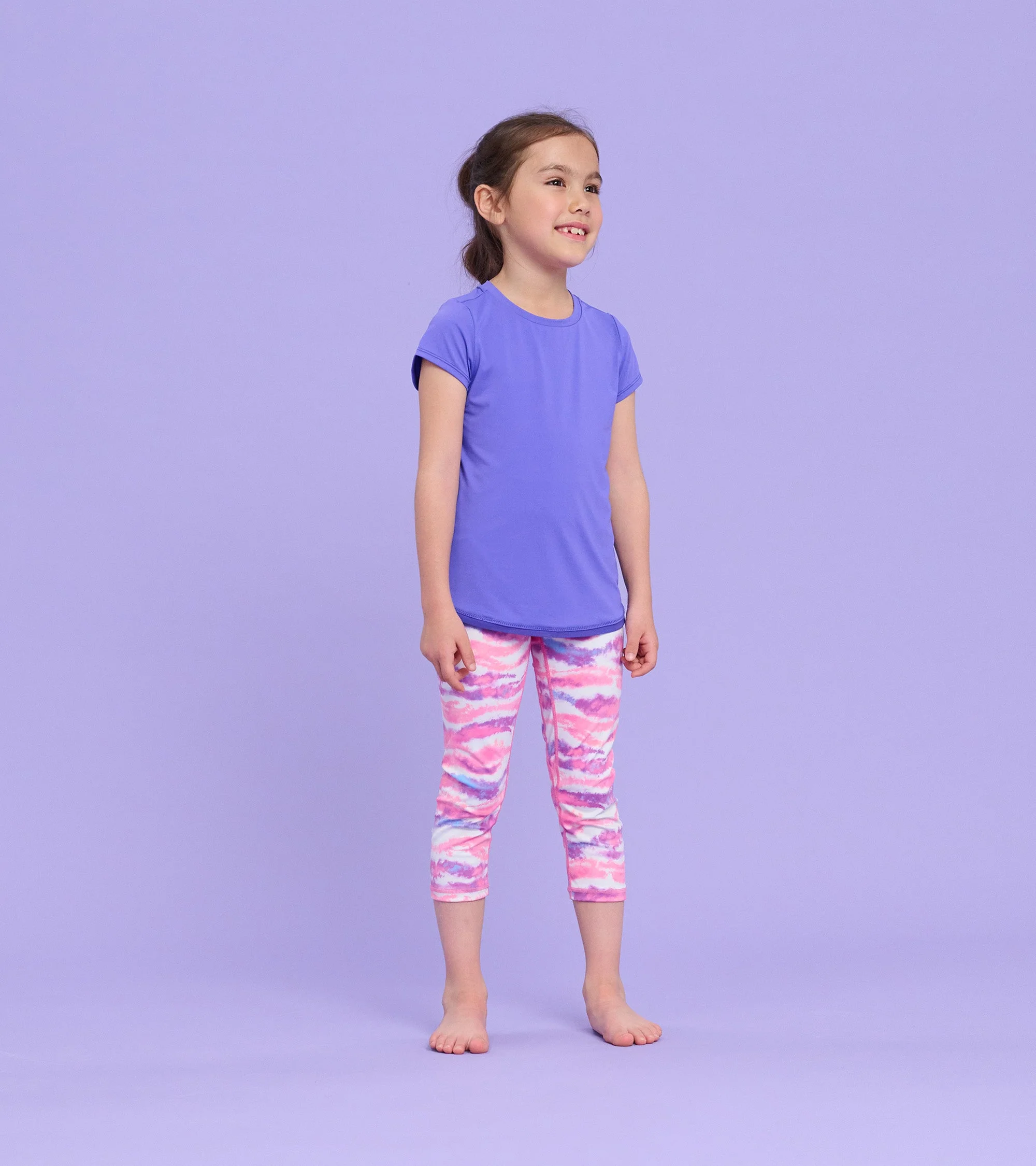 Girls Purple Mesh Trim T-Shirt - Image 3